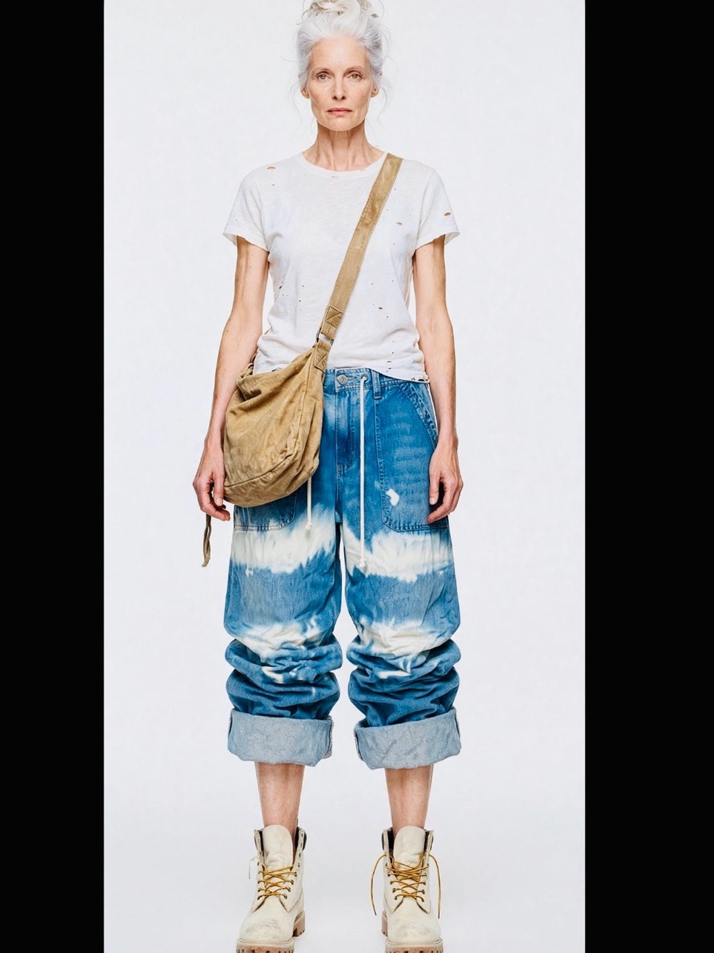 cram very baggy bleach washed jeans